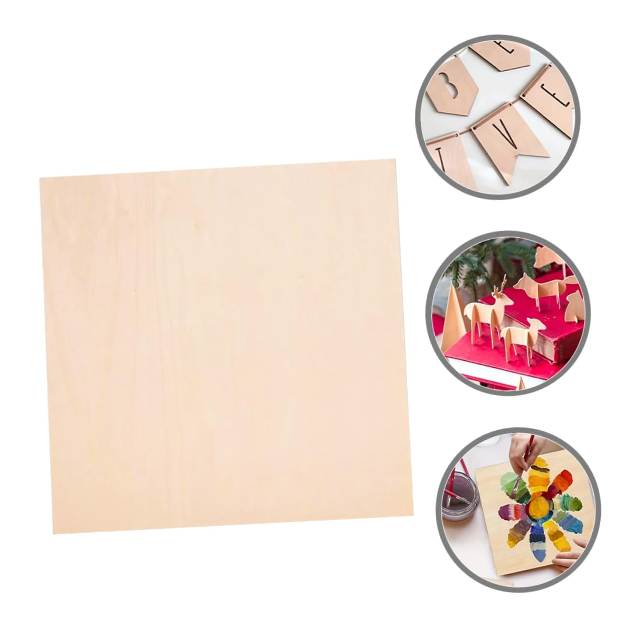 5pezzi Quadrati di Legno Grezzi per Progetti DIY e Modellismo