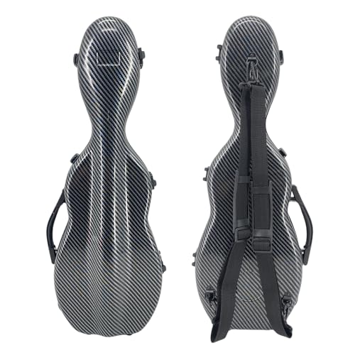 yinfente Violinenkoffer für 4/4 Violinen, gemischte Kohlefaser, volle Größe, für Violine, schützt Violine, Weiß/Schwarz (schwarz)