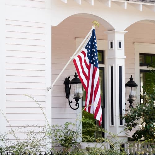 Stainless Steel 6 FT House Flag Pole with Eagle Top, White(3x5) Flags Compatible