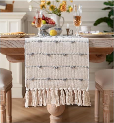 Image of Premium Boho Cotton Table Runner for 4 6 Seater Dining Table |Center Table |Coffee Table|Dining Table|Eating Area|Table Decor(14*72 INCHES)| Grey DH|SZPR 036