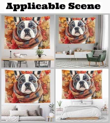 Tapiz de bulldog en otoño para decorar el dormitorio con un toque cálido y acogedor 5