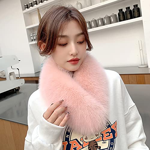 Plush Scarf Warm Faux Fur Scarf Winter Thick Collar for Match Sweater Coat Overcoat Girls for Women Pink3