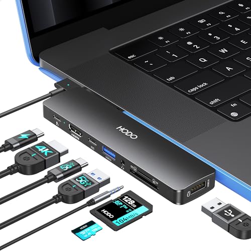 HODO USB C Hub HDMI Adapter für MacBook, Mac Air Pro Zubehör 8 in 2 mit 4K 60Hz HDMI,Thunderbolt 3 Port, USB C, USB 3.0/...