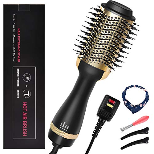 Hair Dryer Brush, 4 in 1 Hot Air Brush Set, Negative Ion Blow Dryer Brush Interchangerable Hair Dryer & Volumizer with 4 Detachable Brush Heads Curling Dryer Brush