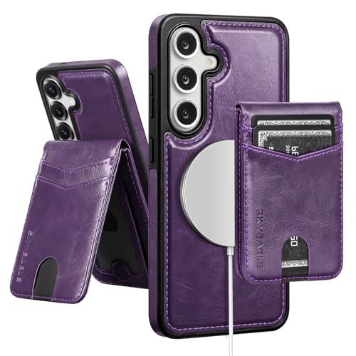 Étui portefeuille amovible Galaxy S24 FE porte-cartes anti-RFID violet SkyEagle