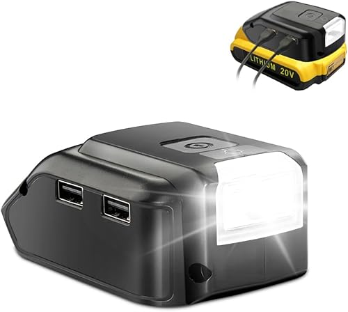 Aliarm Adaptador de batería para cargador de teléfono USB DCB090 compatible con Dewalt 18V 20V Power Tools Batería de litio, convertidor de fuente