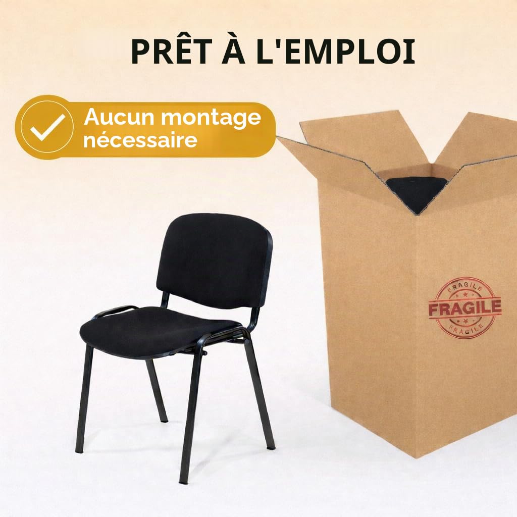 Topsit Lot de 4 Chaises Visiteur ISO Chaises de conférence empilables et Confortables avec Assise et Dossier rembourrés