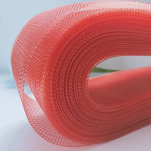 Warmadorn 4 Inch 50 Yard Stiff Polyester Horsehair Braid for Polyester Boning Sewing Wedding Dress Dance Skirt Gowns Shaping Trimming Accessories (4inch, red)