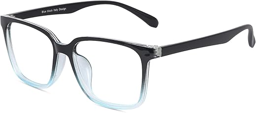 Dervin Blue Light Blocking Glasses Gaming Filter Transparent Square Eyeglasses for Eye Protection Men and Women, Computer/Tablet/Laptop/Mobile/TV,…