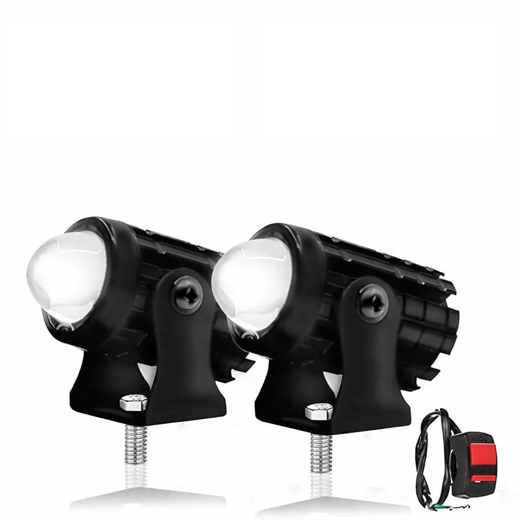 Original DC Power 18W Mini Gun Driving Fog Light Universal For All Models of Motorcycle, Bikes, Scooters, Projector (Pack of 2, Yellow & White 1 Month Warranty)