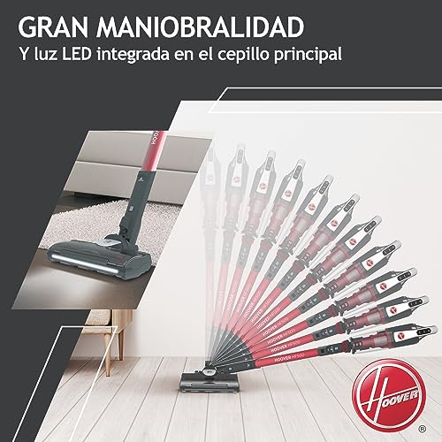 Miniatura 6 de Hoover HF500 Plus Home HF522STH Aspiradora Escoba sin Cable, Accesorio 2 en 1, 45 min, Carga ultrarápida 2.5h, 15500 Pa, Dual led localizador de Polvo, Color Rojo