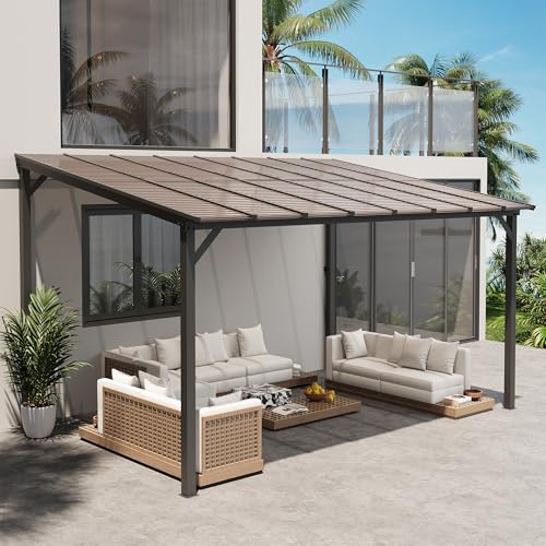 10-x-14-Gazebo-Hardtop-Wall-Mounted-Lean-to-Gazebo-Pergola-for-Patio-Large-Aluminum-Pergola-Awnings-for-Decks-Patio-Backyard-Porch 10 x 14 Gazebo Hardtop Wall Mounted Lean to Gazebo Pergola for Patio Large Aluminum Pergola Awnings for Decks Patio Backyard Porch