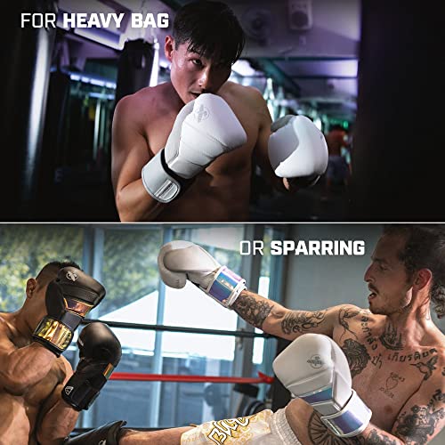 Image of Hayabusa T3 Boxing Gloves - Sparring - White /Iridescent, 16oz | Sparring Gloves, Muay Thai Gloves, Kickboxing Gloves, Heavy Bag Gloves, Boxing Gloves for Men and Women, Boxing Gloves
