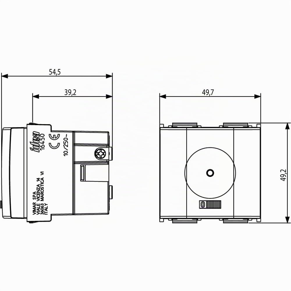 Vimar 16450 Idea Torcia elettronica portatile con LED, dispositivo automatico di emergenza, batteria ricaricabile e sostituibile