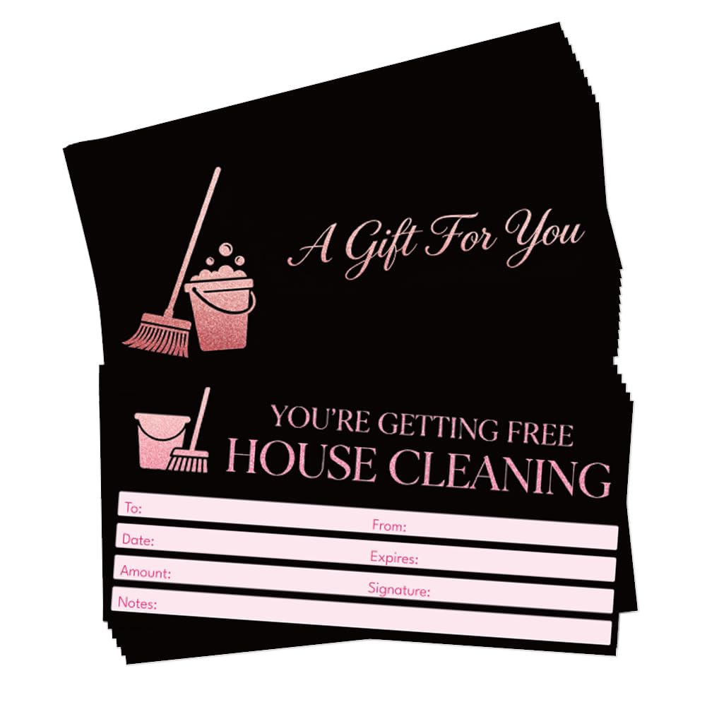 TNKBREEZE 40 Sets House Cleaning Gift Certificates with Envelopes Business Blank Gift Cards Generic Fill-in Vouchers Coupon Card for Restaurant Spa Makeup Hair Beauty Salon Wedding Birthday 6.6x3.3in