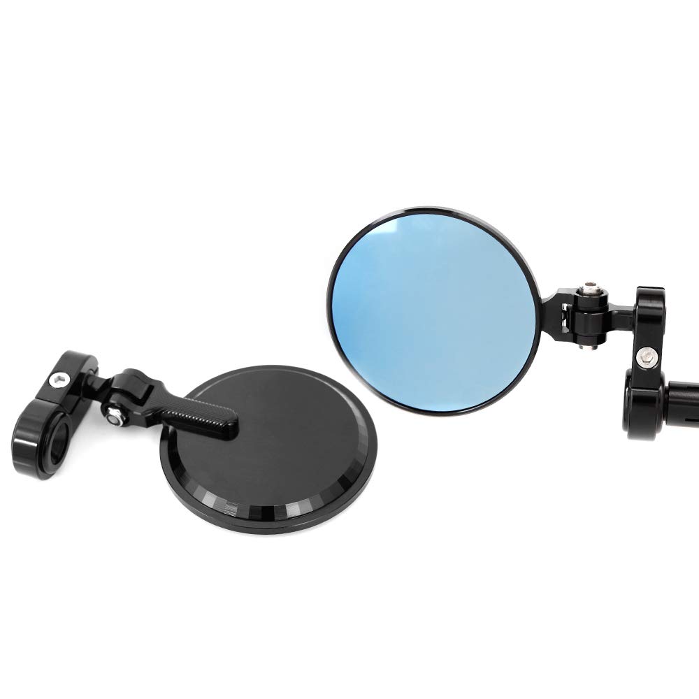 Black Diamond Cutting CNC Tinted Folding Adjustable Bar End Mirrors Compatible with MT-07 FZ-07 2014