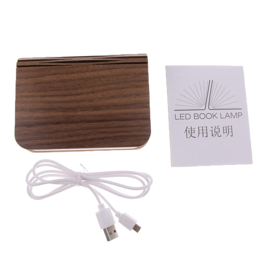 7xRicaricabile Pieghevole Libro Lampada Da Lettura USB Luce Marrone Scuro RGB - S