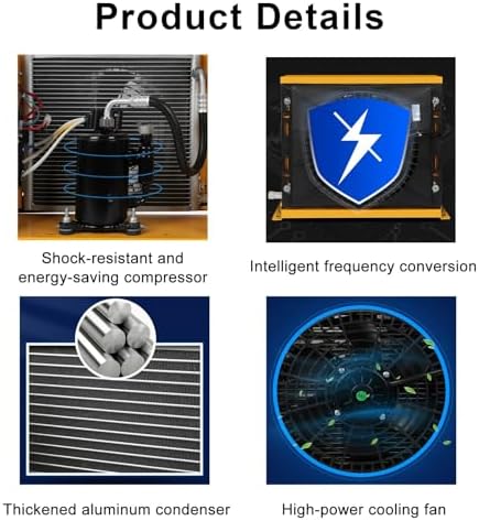 9000BTU Mini Split AC Unit - DC 24V Roof Air Conditioner for RV, Camper, Truck, and Trailer - Remote Control, Intelligent Frequency Conversion, Yellow