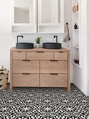 Floorpops Fp3828 Parma Peel & Stick Floor Tiles, Black #TOP4