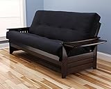 Kodaik Queen Size Phoenix Espresso Frame w/ 7 Inch Mattress Microfiber Suede Futon Set Wood Sofa Beds (Black Matt, Frame Only (Queen Size))