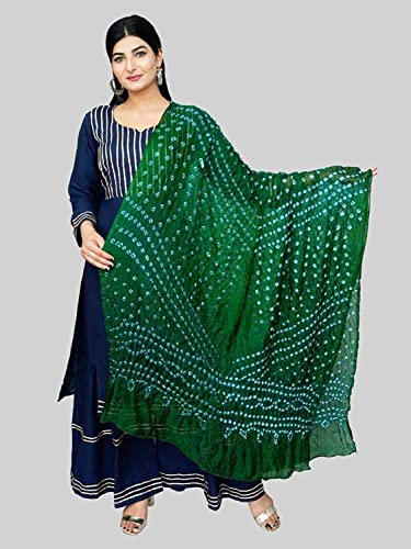Image of PK HUB Women's Jaipuri Rajasthani Art Silk Bandhej Bandhani Dupatta