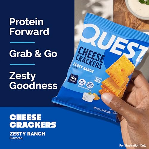 Image of Quest Nutrition Cheese Crackers, Zesty Ranch Flavor, 10g Protein, 5g Net Carbs, High Protein, 4 Count