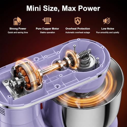 Image of Honinst 4QT Electric Stand Mixer, 10-Speed Tilt-Head Compact Kitchen Mixer