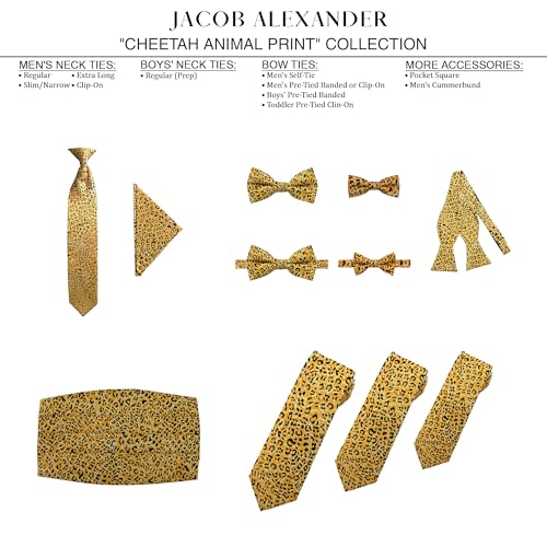 Jacob Alexander Boys' Cheetah Animal Print Pre-Tied Clip-On Bow Tie2