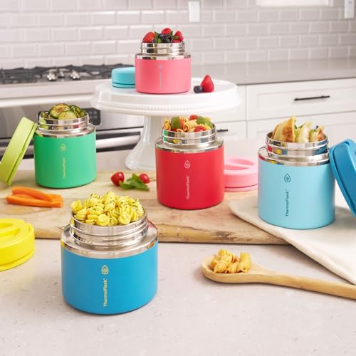 Image of ThermoFlask 20 oz Double Wall Insulated Food Jar, 2-Pack, Raspberry + Candy Pink / Shamrock + Citron