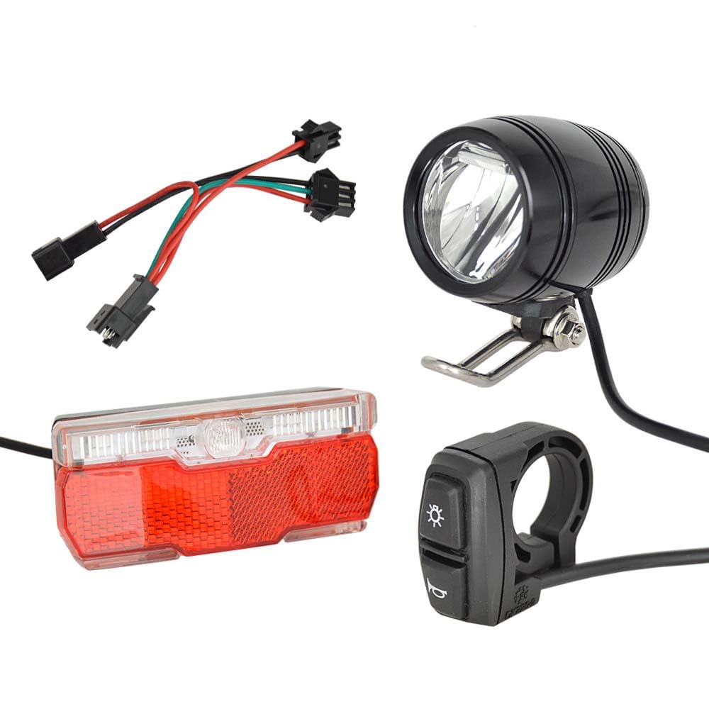 Illuminazione per Bicicletta A LED Corno 2 in 1 Luce Anteriore Avviso di Guida Notturna Fanale Posteriore Set di Pulsanti di Commutazione Integrati