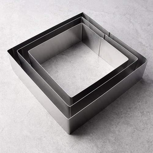 W.A Square Cake Ring Stainless Steel Cutter for Cake, Tier Cake, Fondant Cutter 3 pc Set-image-8