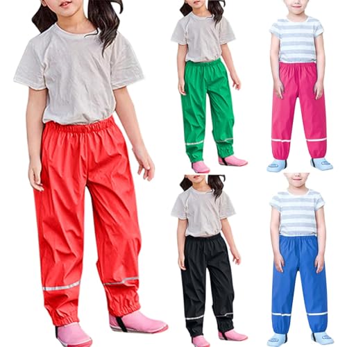 Kids Boys Girls Rain Pants Child Windproof Water-Proof Rain Cargo Trouser Spring Clothes for (Green, 10-12 Years)