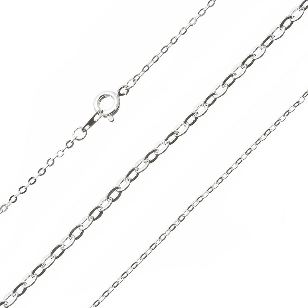 Beads Jar Silver Plated Oval Link Fine Trace Chain Ready To Wear 16"