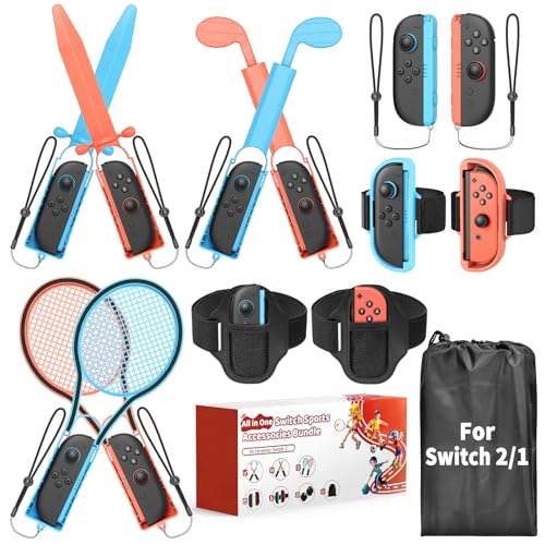 [13 in 1 - for Switch2/1] - Switch Sports Zubehör-Set für Nintendo Switch2/1/ OLED, Familien-Party Sportspiele Kit mit Tragetasche - Kompatibel mit Joy-con 2 & allen Switch Sports-Spielen