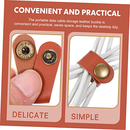 Tofficu 50 piezas ataduras de cuero para gestión de cables, organizador de cables para auriculares con diseño de hebilla duradera para hogar, oficina y viaje miniatura 4