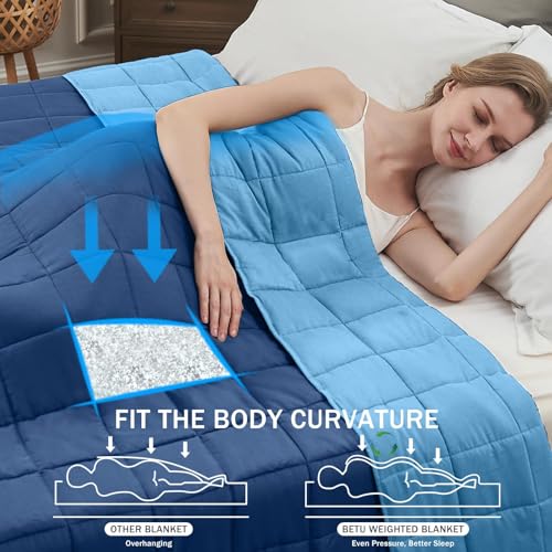Blue Weighted Blanket for Adults 20lbs, 80"x87", King Size Cooling Heavy Throw Blanket for 130-220lbs, Microfiber Soft Thick Big Blankets Weighted Comforter Gift for Sleeping