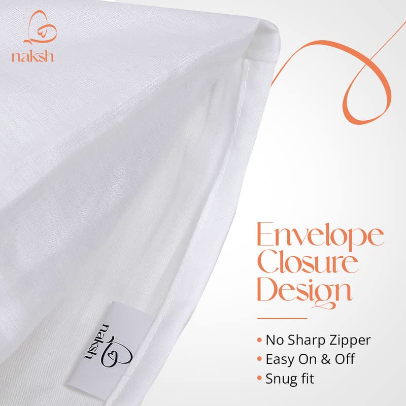Image of NAKSH Cotton 210 TC Plain Pillow Covers Set of 2, White Pillow Cover | Sleep Pillow Covers (18 in x 27 in) | Soft Pillows Covers Cotton for Big Pillows