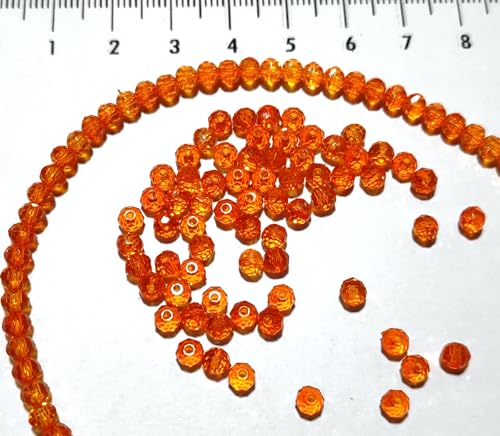 Image of GoSetGet! 4mm Rondelle /Tire (1000 Pcs) Orange Crystal Macrame Plastic Beads for Arts, Crafts & Decoratives-High Sparkle Cutting Crystal Beads for Macrame, Jhula, Torana, Jhumar (Orange)