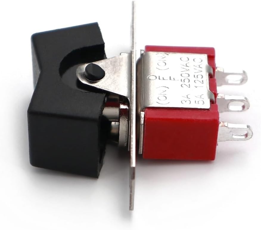5Pcs T80-R R8016A-R11 SPDT 3Pin Mini Straight Type Panel Mount Rocker Switch MOM-Off-MOM Momentary 3 Position