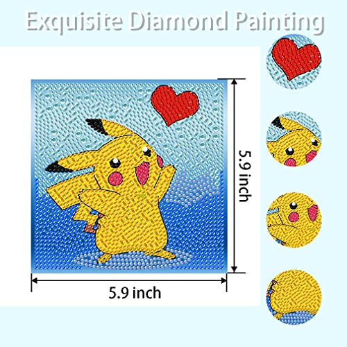LWZAYS 6 Pieces Diamond Painting Kits for Kids Diamond Art Gem by Number Kits Arts and Crafts for Kids Ages 8-12 Mosaic DIY Full Drill Painting Kits for Home Wall Decor 6\" X 6\"