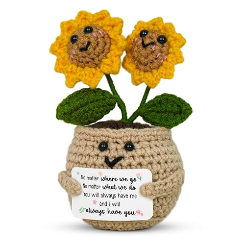 OASSIE Best Friend Birthday Gifts for Women - Emotional Support Crochet Sunflower with...