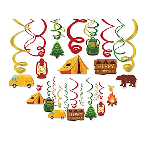 30 Pieces Camping Birthday Party Hanging Decorations, Happer Camp...