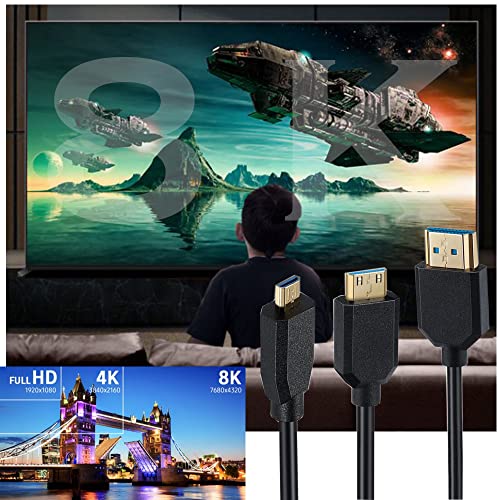 Cable micro HDMI 2.1 a HDMI 8K macho a macho adaptador slim de 90 grados 1 pie 5