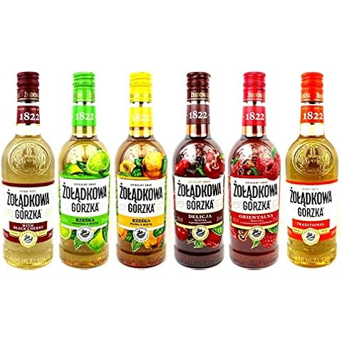 Sechser Paket Zoladkowa Gorzka Liköre 1 Trditionel, 1 Black Shery, 1 Quitte Minze, 1 Delicja Kirsche, 1 Orientalna Himbeere Cover