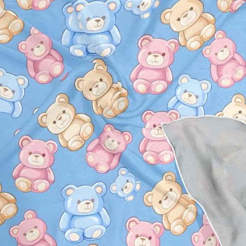 Women's Square Silk Hair Scarves and Wraps Headscarf Bear Blue Pink Yellow Head Neck Scarf Bandana 24inch4