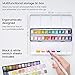 ARTEZA Watercolor Paint Set, 24 Metallic Watercolor Paints, Glitter Watercolor Paint in Half Pans, Travel Watercolor Set