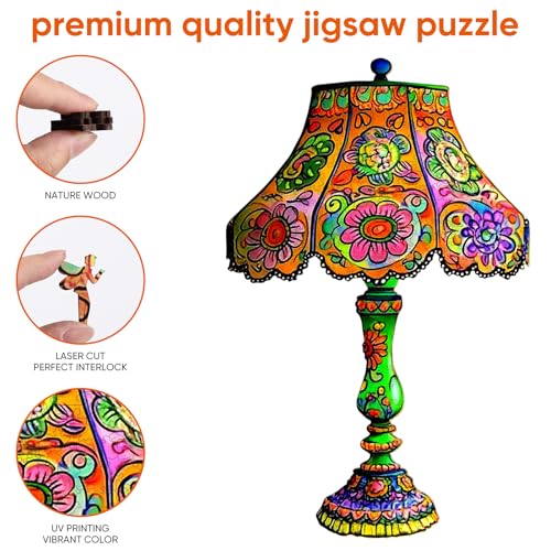 Qiuenisray Puzzles de Madera para Adultos 500 Piezas, Rompecabezas de Mesa con Lámpara, Puzzles de Forma Única, Creativo de Madera Irregular, Regalo para Adultos y Juego Familiar miniatura 5
