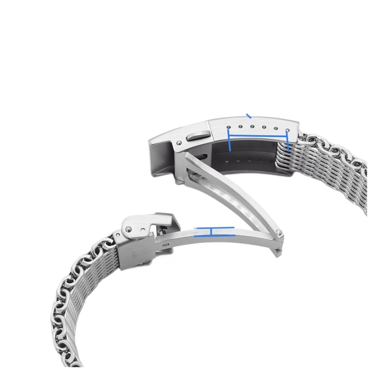 XILILHC Accessoires De Bracelet De Montre À Double Boucle Solide En Acier Inoxydable Milanais