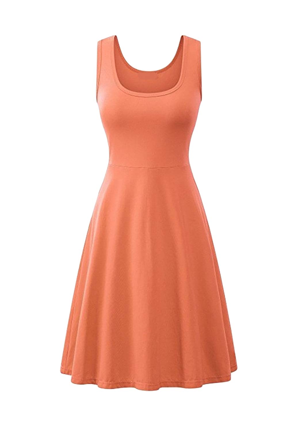 EIDEFE Womens Sleeveless U Neck Swing Dress Summer Simple Midi Dress Plus Size XS-3XL