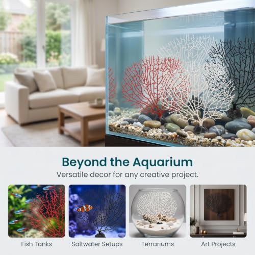 Image of Ipetboom Aquarium Coral Ornament - 3pcs Fish Tank Faux Coral Decoration Landscaping Decor Plants - Vivid Fake Sea Figurine Realistic Sea Fan Model Adornment Safe for Tanks Terrariums Art Projects